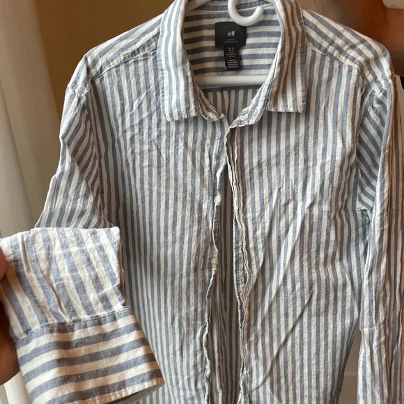 H&M stripped blue and white mens shirt worn once - Picture 4 of 5